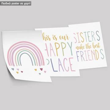 Poster Happy sisters Happy place triptych 2