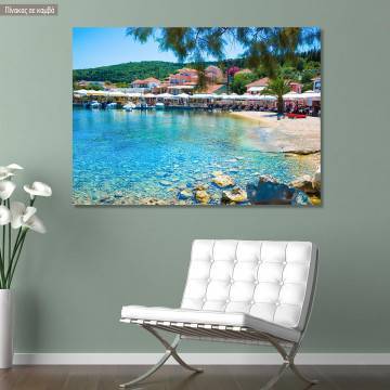 Canvas printSeaport and beach, in Lefkada island