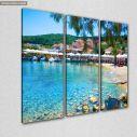 Canvas print Seaport and beach in Lefkada island,3 panels