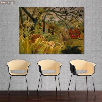 Πίνακας ζωγραφικής Tiger in a tropical storm, Rousseau H, αντίγραφο σε καμβά