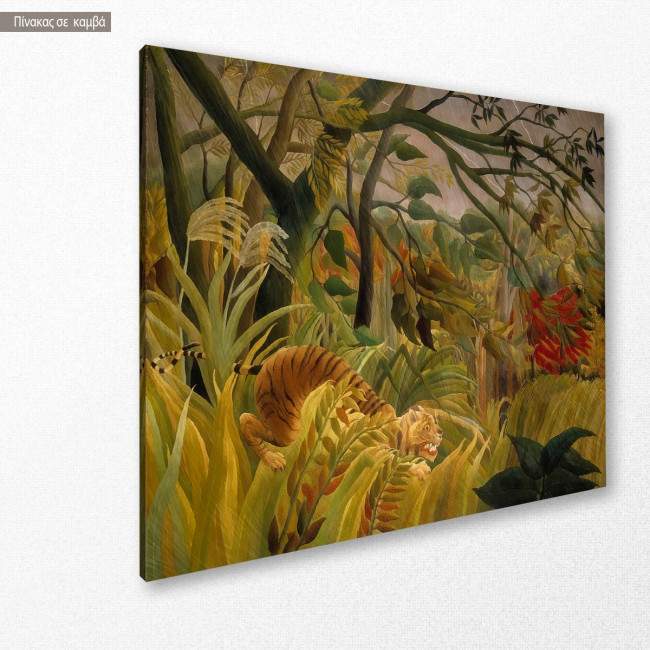 Πίνακας ζωγραφικής Tiger in a tropical storm, Rousseau H, αντίγραφο σε καμβά, κοντινό