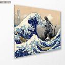 Canvas print Godzilla and the great wave, (based on The great wave of Kanagawa by Hokusai)