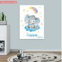 Kids canvas print Elephant watercolor blueish