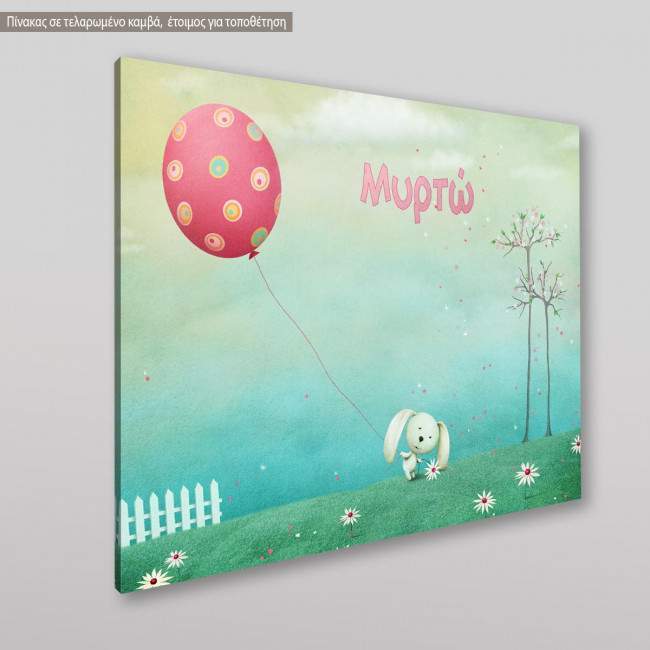 Πίνακας παιδικός σε καμβά Playful rabbit κοντινό