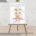 Canvas print welcome to my baptism , Air balloon & animals watercolor