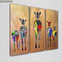 Πίνακας σε καμβά Pop art zebras, τρίπτυχος, κοντινό