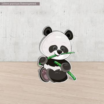Cute panda wooden figure printed