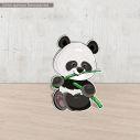 Cute panda wooden figure printed