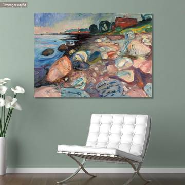 Canvas print Shore with red house, Munch E.