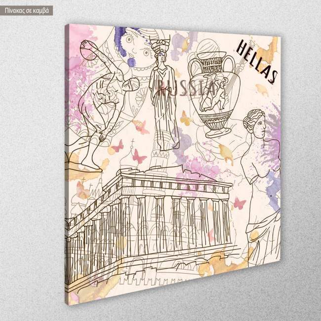 Πίνακας σε καμβά Ελλάς, Hellas artwork, κοντινό
