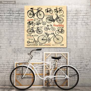 Πίνακας σε καμβά Ρετρό ποδήλατα, Vintage bicycles