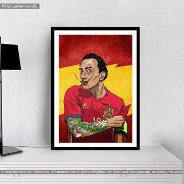 A football Dali,  κάδρο, μαύρη κορνίζα