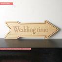 Wooden sign arrow Wedding time
