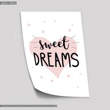 Sweet dreams ροζ καρδιά, κάδρο, μαύρη κορνίζα 2