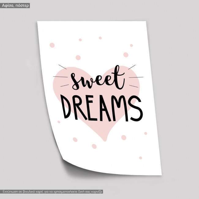 Poster Sweet dreams pink heart
