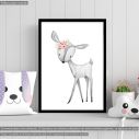 Poster Deer gray pink watercolor