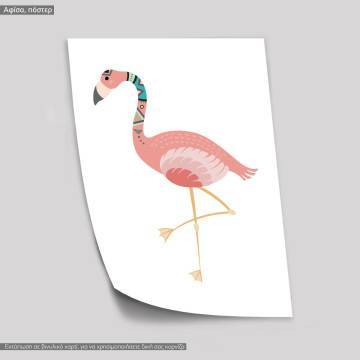 Tribal flamingo I, κάδρο, μαύρη κορνίζα 2