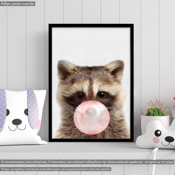 Bubble baby raccoon, κάδρο, μαύρη κορνίζα