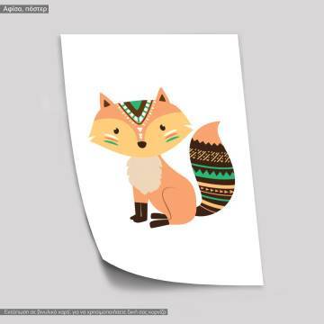 Tribal fox III, κάδρο, μαύρη κορνίζα 2