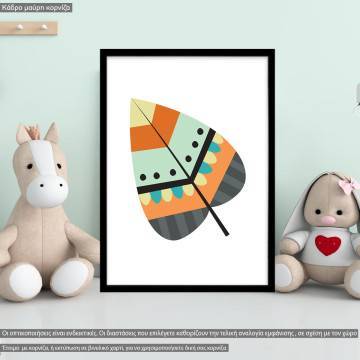 Tribal leaf I, κάδρο, μαύρη κορνίζα