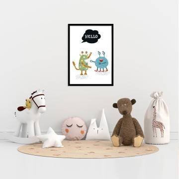 Hello monster friends, κάδρο, μαύρη κορνίζα 2