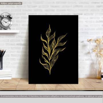 Gold Branches III, κάδρο, μαύρη κορνίζα, Μαύρο