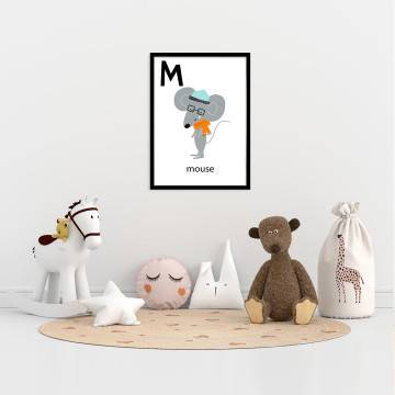 M mouse, Αλφάβητο Αγγλικό, κάδρο, μαύρη κορνίζα 2