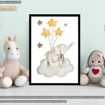 Baby elephant watercolor, poster