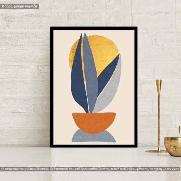 Gold sun blue leaves, poster