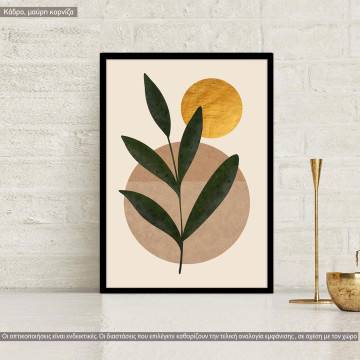 Gold sun olive leaves I, poster