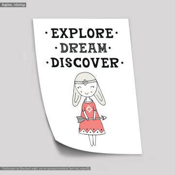 Explore dream girl, Σκανδιναβικό στυλ, κάδρο, μαύρη κορνίζα 2