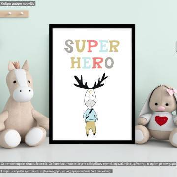 Super Hero, Σκανδιναβικό στυλ, κάδρο, μαύρη κορνίζα