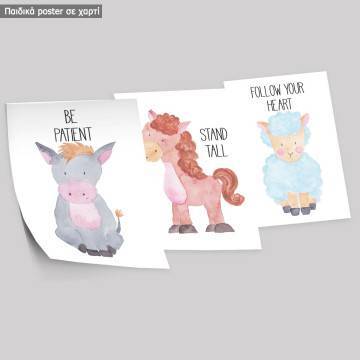 Farm animals set IIa, τρίπτυχο, κάδρο, μαύρη κορνίζα  2