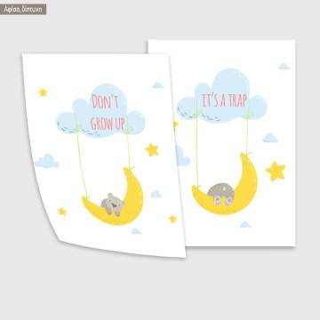 Kids canvas print Don't grow up, diptych 2