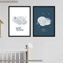 Kids canvas print Sleepy Bird, diptych
