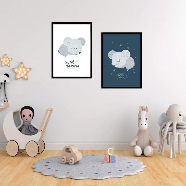 Kids canvas print Sleepy Mouse, diptych