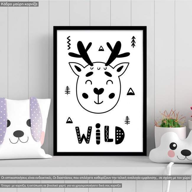 Poster Wild deer, Scandinavian style