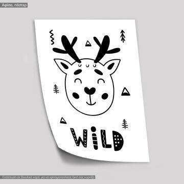 Ελαφάκι Wild, Σκανδιναβικό στυλ, κάδρο, μαύρη κορνίζα 2
