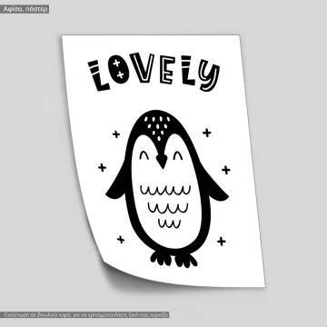 Πιγκουίνος Lovely, Σκανδιναβικό στυλ, κάδρο, μαύρη κορνίζα 2