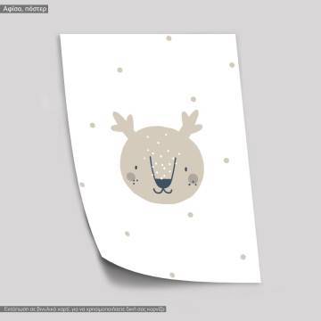 Pastel animals, Deer, poster 2