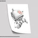 Poster Racoon gray pink watercolor