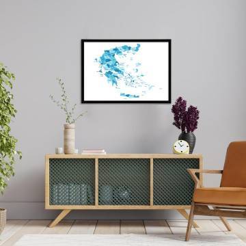 Map of Greece, blue tints 2
