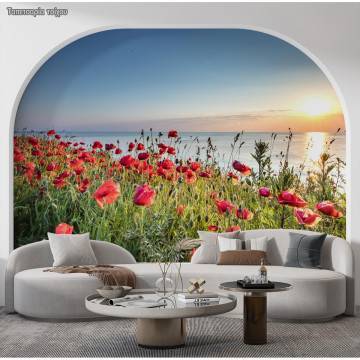 Wallpaper a sea of poppies