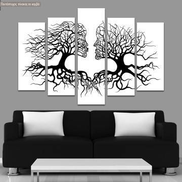 Canvas print Trees kiss five panels