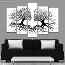 Canvas print Trees kiss five panels