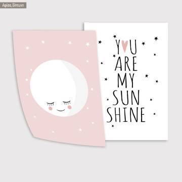 Kids canvas print You are my sunshine for girls, diptych 2