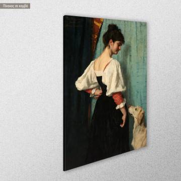Πίνακας ζωγραφικής Young Italian woman with the dog Puck Schwartze T Καμβάς τελαρωμένος Όψη 1 2