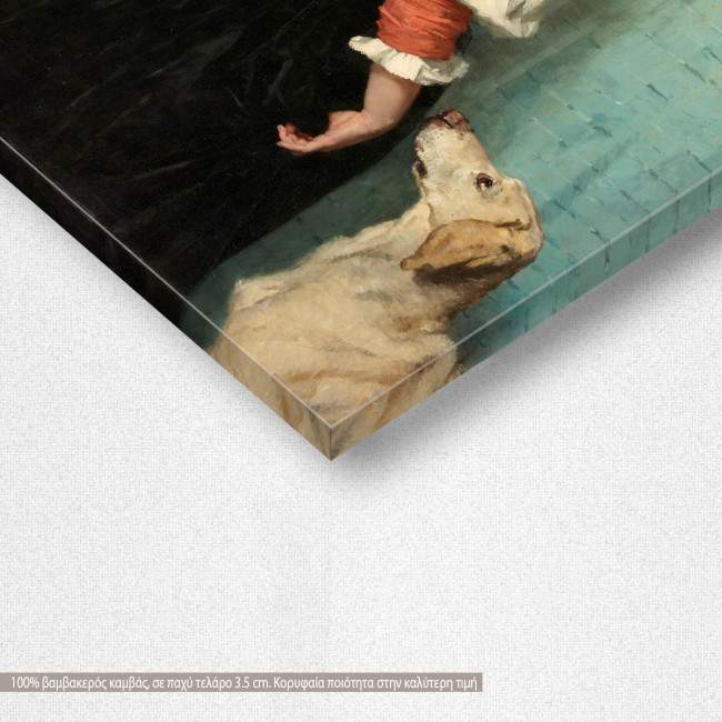 Πίνακας ζωγραφικής Young Italian woman with the dog Puck, Schwartze T, αντίγραφο σε καμβά, λεπτομέρεια