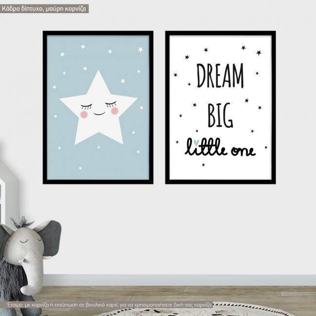 Kids canvas print Dream big little one for boys, diptych