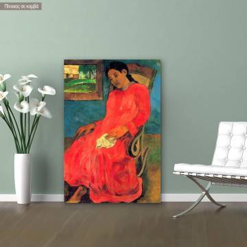 Πίνακας ζωγραφικής Woman in red dress, Gauguin P, αντίγραφο σε καμβά